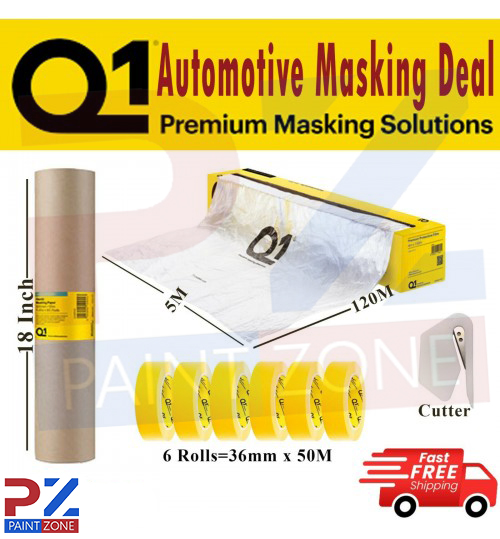 Masking Tape 36mm x 50mm Poly Film masking Sheet 120m -18 " masking paper Brown